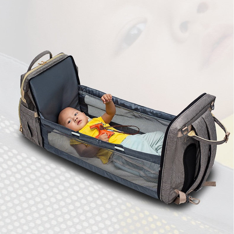 Foldable Baby Travel Bed Backpack – USB Charging Portable Crib
