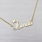 Stainless steel name letter custom crown necklace metal jewelry - Rose gold - detail close-up