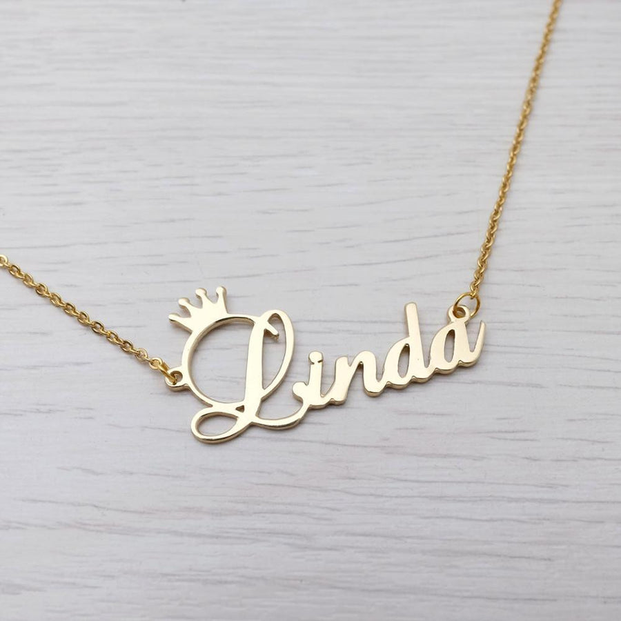 Custom Crown Initial Necklace – Personalized Letter Pendant