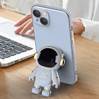 3D Astronaut Phone Case Anti-Drop Electroplating Bracket - Black - front view