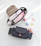 Multifunction Baby Stroller Bag Organizer Maternity Nappy Bag Stroller Accessories Cup wheelchair bag - Grey bear - back view
