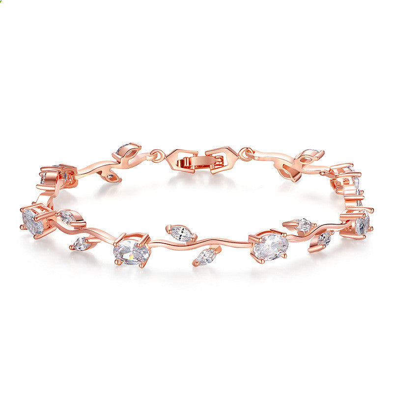 Plated Crystal Ladies Bracelet - White - detail close-up