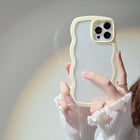 Wave Border Mobile Phone Case Solid Color Simple Candy Color - Sky Blue - worn styled shot