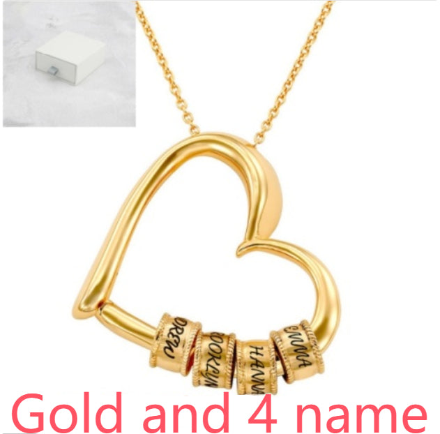 Personalized Heart Necklaces Women Jewelry Custom Name Necklaces & Pendants Mothers Day Gift - Gold - side view