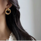 Minimalist Metal Statement Earrings, Trendy Retro Baroque Ear Ornaments - Style 2 - worn styled shot