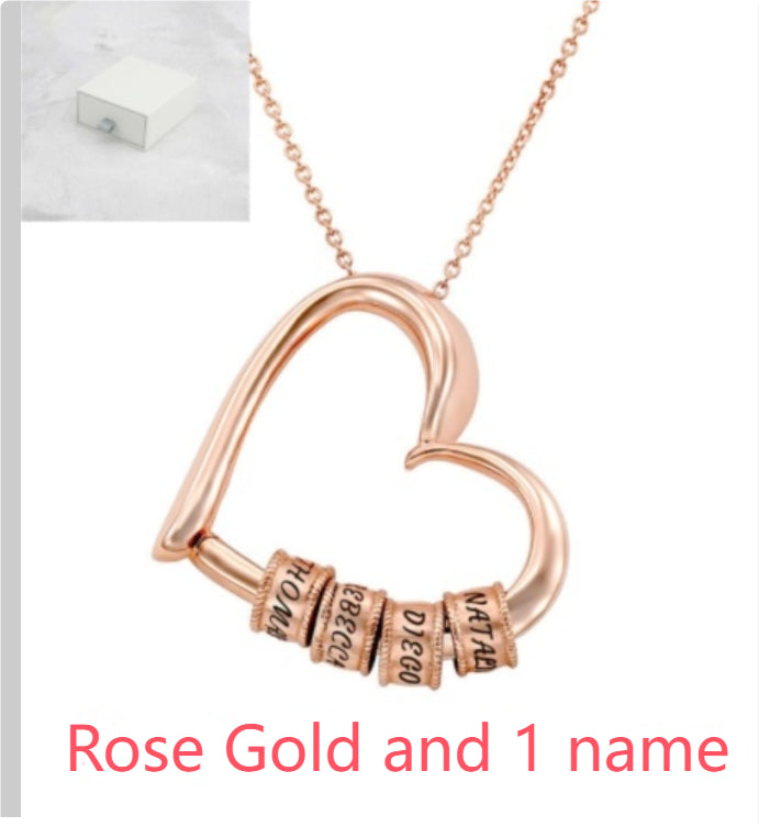 Personalized Heart Necklaces Women Jewelry Custom Name Necklaces & Pendants Mothers Day Gift - Rose Gold - packaging shown