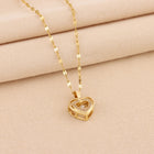 Double-layer Love Necklace With Rhinestones Titanium Steel Pendant Fashion Jewelry Woman Valentines Day Gift - 8018 Smart Love - side view