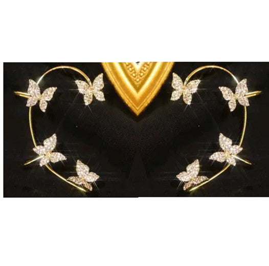 Fashion Earring Butterfly Ear Clip And Ear Hook Jewelry - Right Silver - color option displayed
