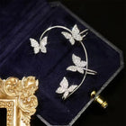 Fashion Earring Butterfly Ear Clip And Ear Hook Jewelry - Gold pair - front view