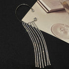 Fashionable And Simple Long Tassel Earrings - New Silver Right - size comparison