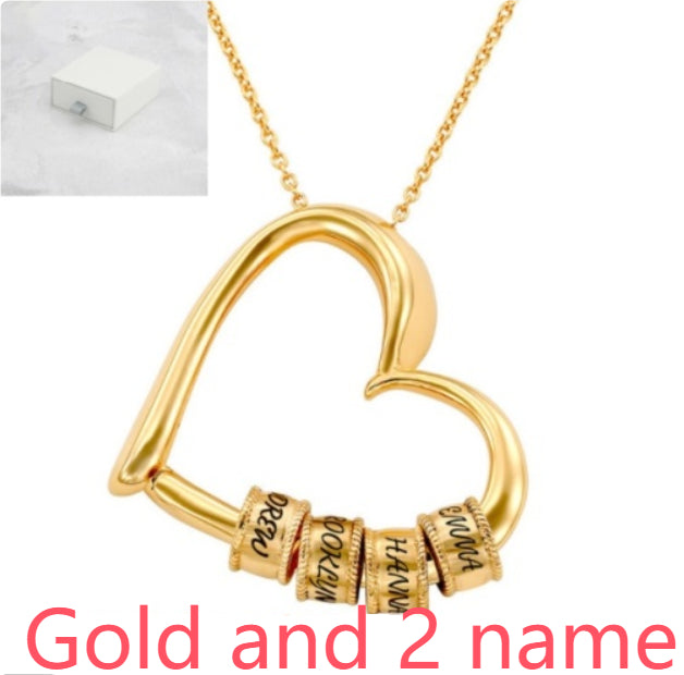 Personalized Heart Necklaces Women Jewelry Custom Name Necklaces & Pendants Mothers Day Gift - Rose Gold - front view