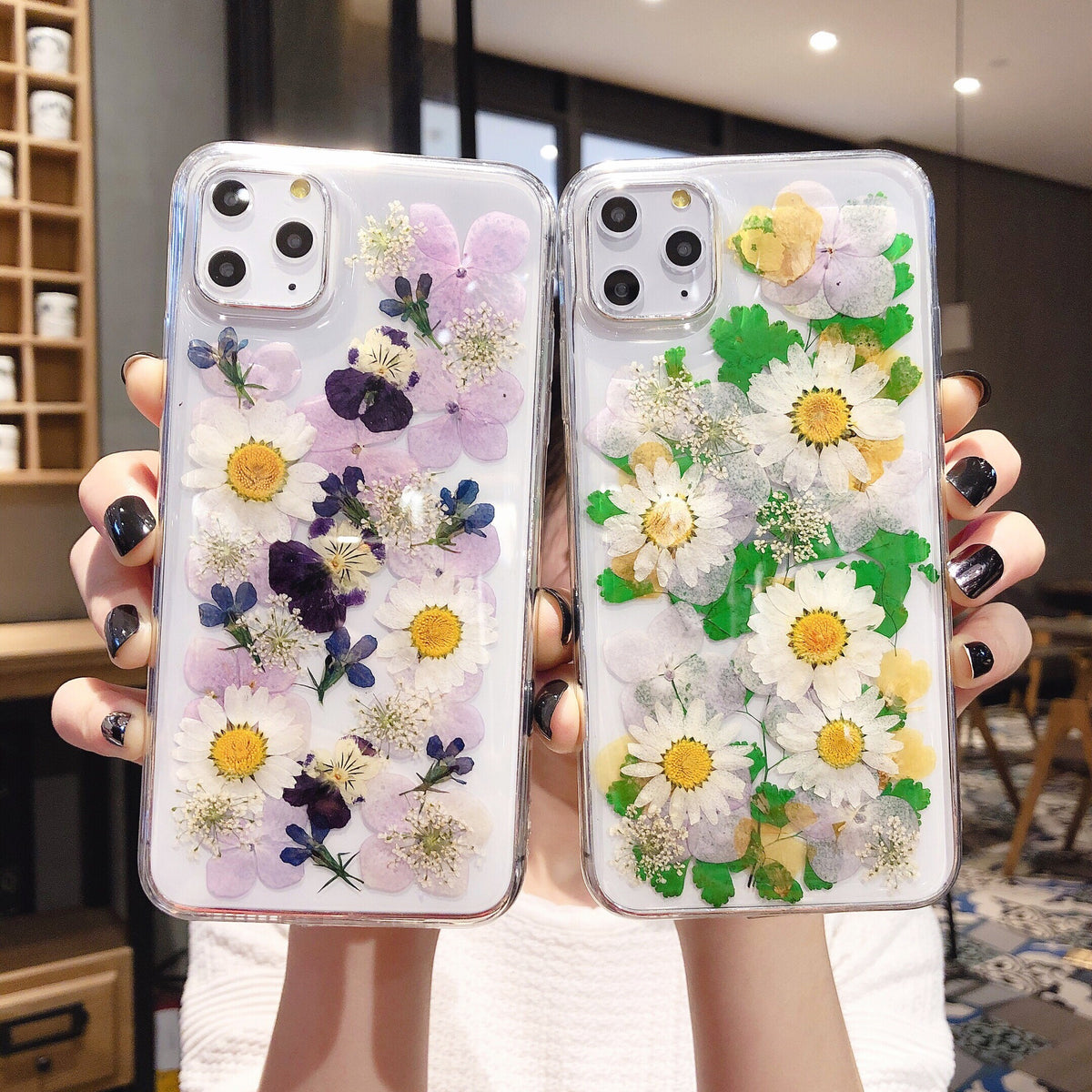 Preserved Flower Epoxy Phone Cases - Blue - front view