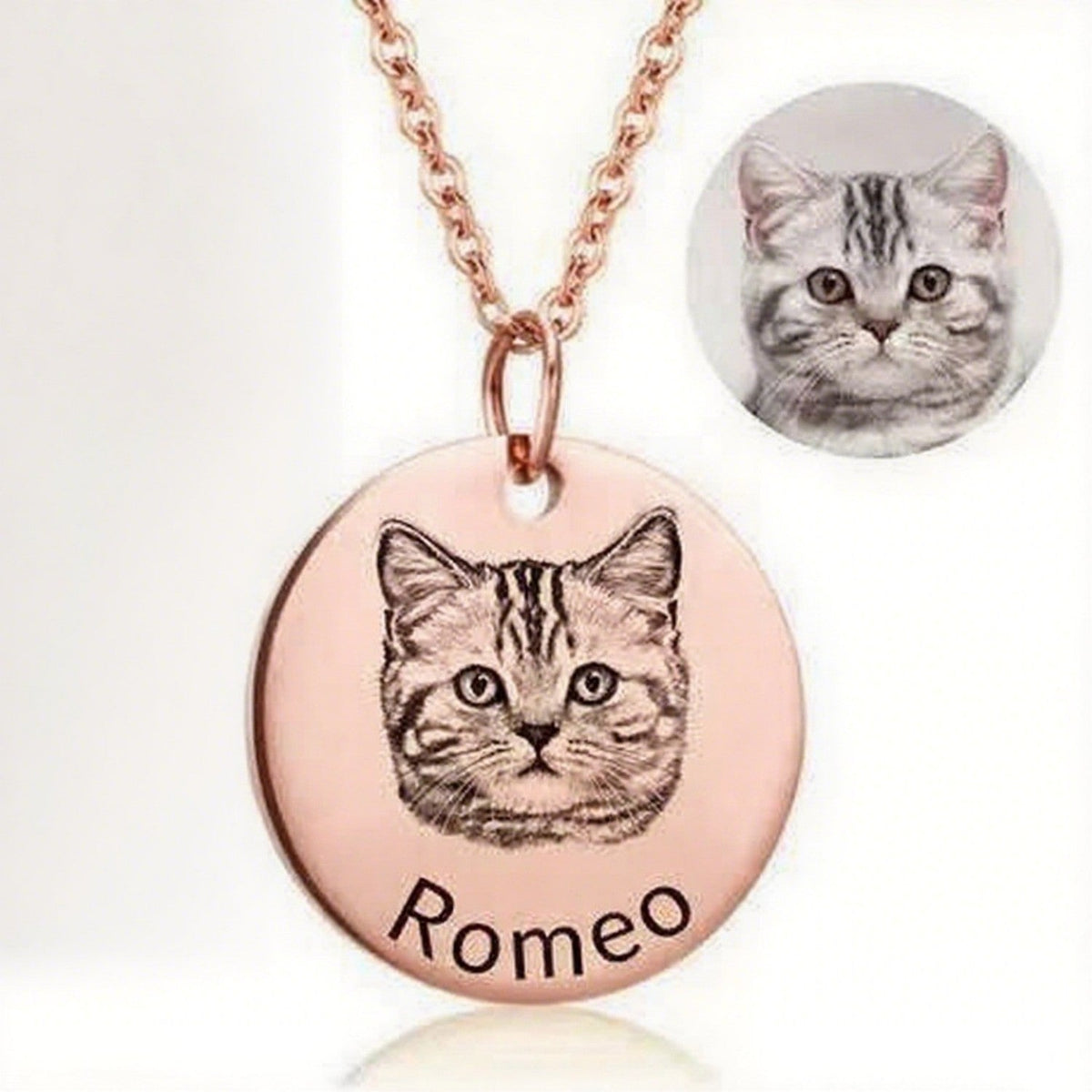 Personalized Laser Engraved Necklace With Engraved Characters And Graphics - Gold - front view