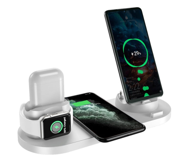 Wireless Charger For IPhone Fast Charger For Phone Fast Charging Pad For Phone Watch 6 In 1 Charging Dock Station - Black - product photo