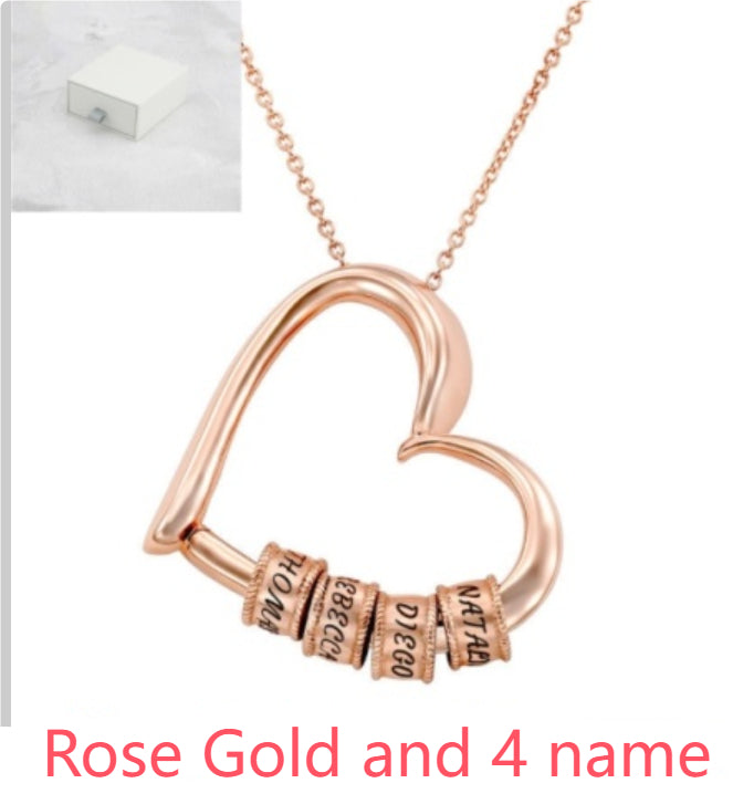 Personalized Heart Necklaces Women Jewelry Custom Name Necklaces & Pendants Mothers Day Gift - Rose Gold - back view
