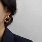 Minimalist Metal Statement Earrings, Trendy Retro Baroque Ear Ornaments - packaging shown