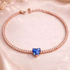 Luxury Customized Heart Shaped Birthday Stone Zircon Bracelet For Women - Rose Gold - worn styled shot