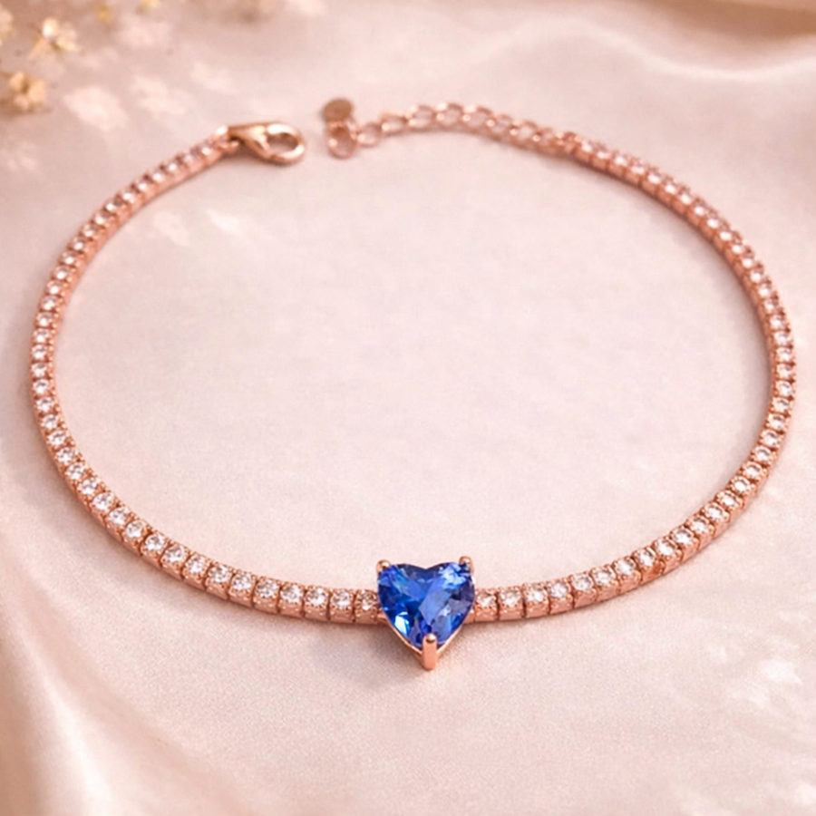 Custom Birthstone Heart Bracelet – Personalized Zircon Jewelry