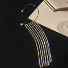 Fashionable And Simple Long Tassel Earrings - New Silver Pair - back view