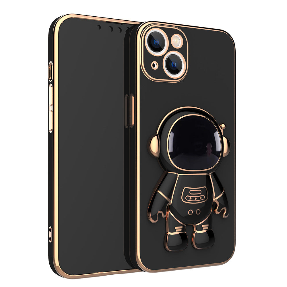 3D Astronaut Phone Case Anti-Drop Electroplating Bracket - White - worn styled shot