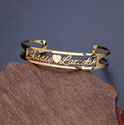Customized Name Cuff Bracelet - Personalized Bangle, Multiple Widths & Styles - Style1 - color option displayed