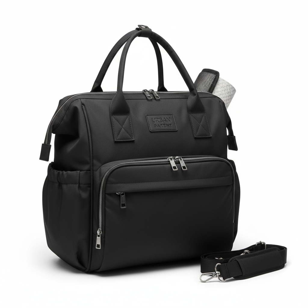 Fashion Mummy Maternity Nappy Bag - Black - front view