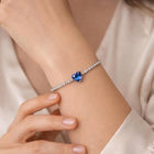 Luxury Customized Heart Shaped Birthday Stone Zircon Bracelet For Women - Gold - front view