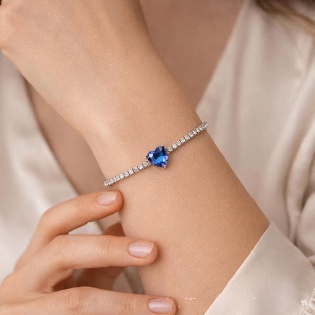 Custom Birthstone Heart Bracelet – Personalized Zircon Jewelry