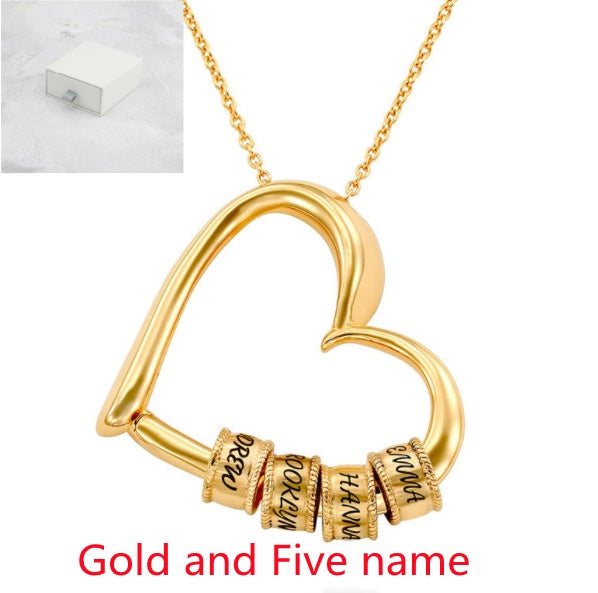 Personalized Heart Necklaces Women Jewelry Custom Name Necklaces & Pendants Mothers Day Gift - Silver - worn styled shot
