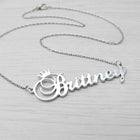 custom crown initial necklace stainless steel engraved pendant