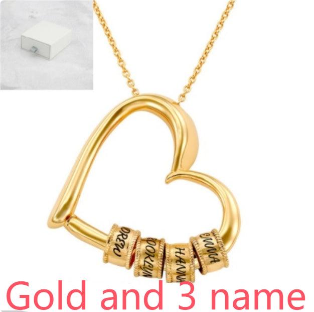 Custom heart-shaped name necklace engraved gift pendant
