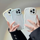 Wave Border Mobile Phone Case Solid Color Simple Candy Color - Sky Blue - packaging shown