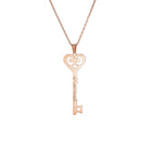 Custom Key Shaped Name Necklace Women's Stainless Steel Vertical Pendant Jewelry Couple Necklace - Gold - packaging shown