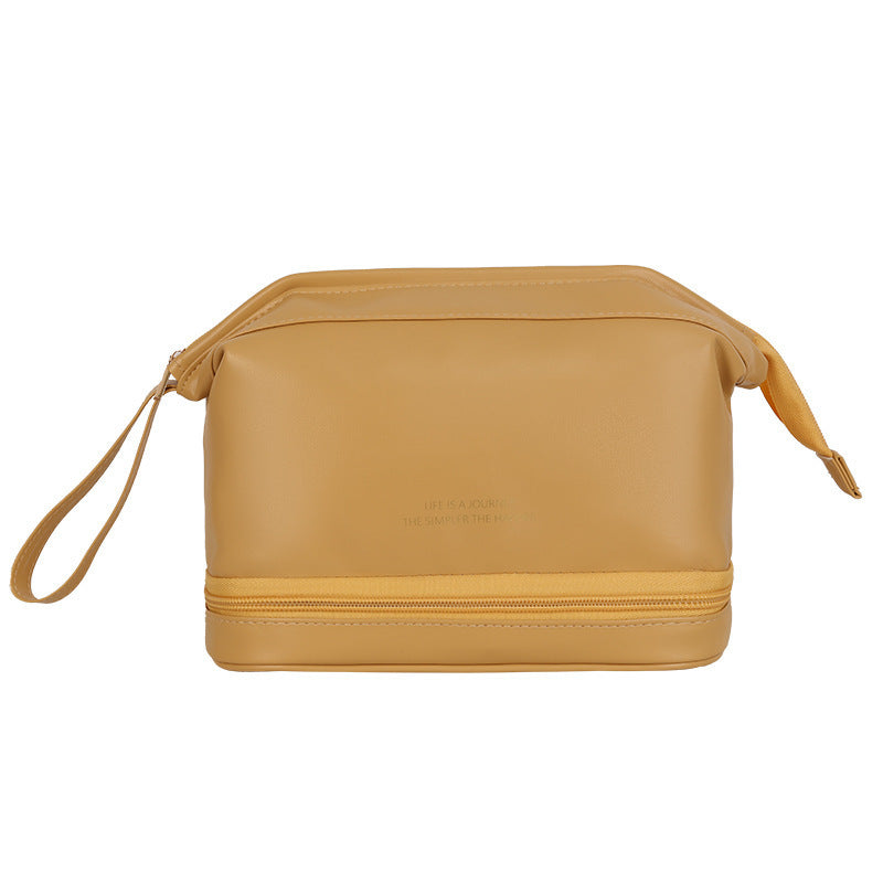 Travel Cosmetic Bag Large Capacity Multifunction Travel Cosmetic Bag Women Toiletries Organizer Female Storage Make Up Case Tool - Double layer yellow - lifestyle shot