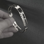 Customized Name Cuff Bracelet - Personalized Bangle, Multiple Widths & Styles - B - product photo