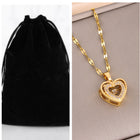 Double-layer Love Necklace With Rhinestones Titanium Steel Pendant Fashion Jewelry Woman Valentines Day Gift - Set - packaging shown