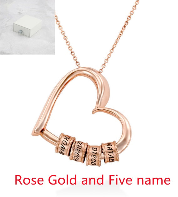 Personalized Heart Necklaces Women Jewelry Custom Name Necklaces & Pendants Mothers Day Gift - Silver - gift box included