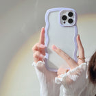 Wave Border Mobile Phone Case Solid Color Simple Candy Color - Light Blue - side view
