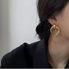 Minimalist Metal Statement Earrings, Trendy Retro Baroque Ear Ornaments - Style 2 - back view