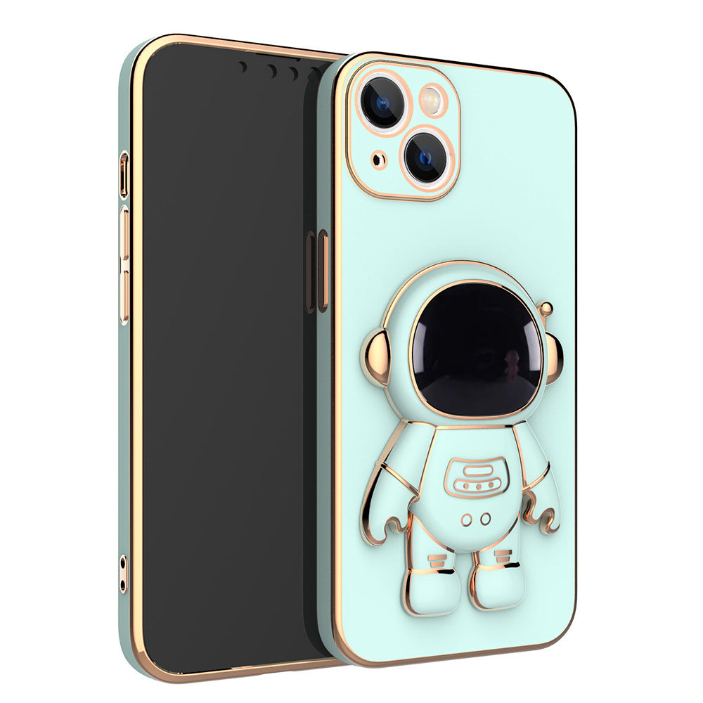3D Astronaut Phone Case Anti-Drop Electroplating Bracket - Light cyan - gift box included