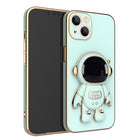 3D Astronaut Phone Case Anti-Drop Electroplating Bracket - Light cyan - gift box included