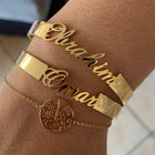 Customized Name Cuff Bracelet - Personalized Bangle, Multiple Widths & Styles - Style4 - gift box included
