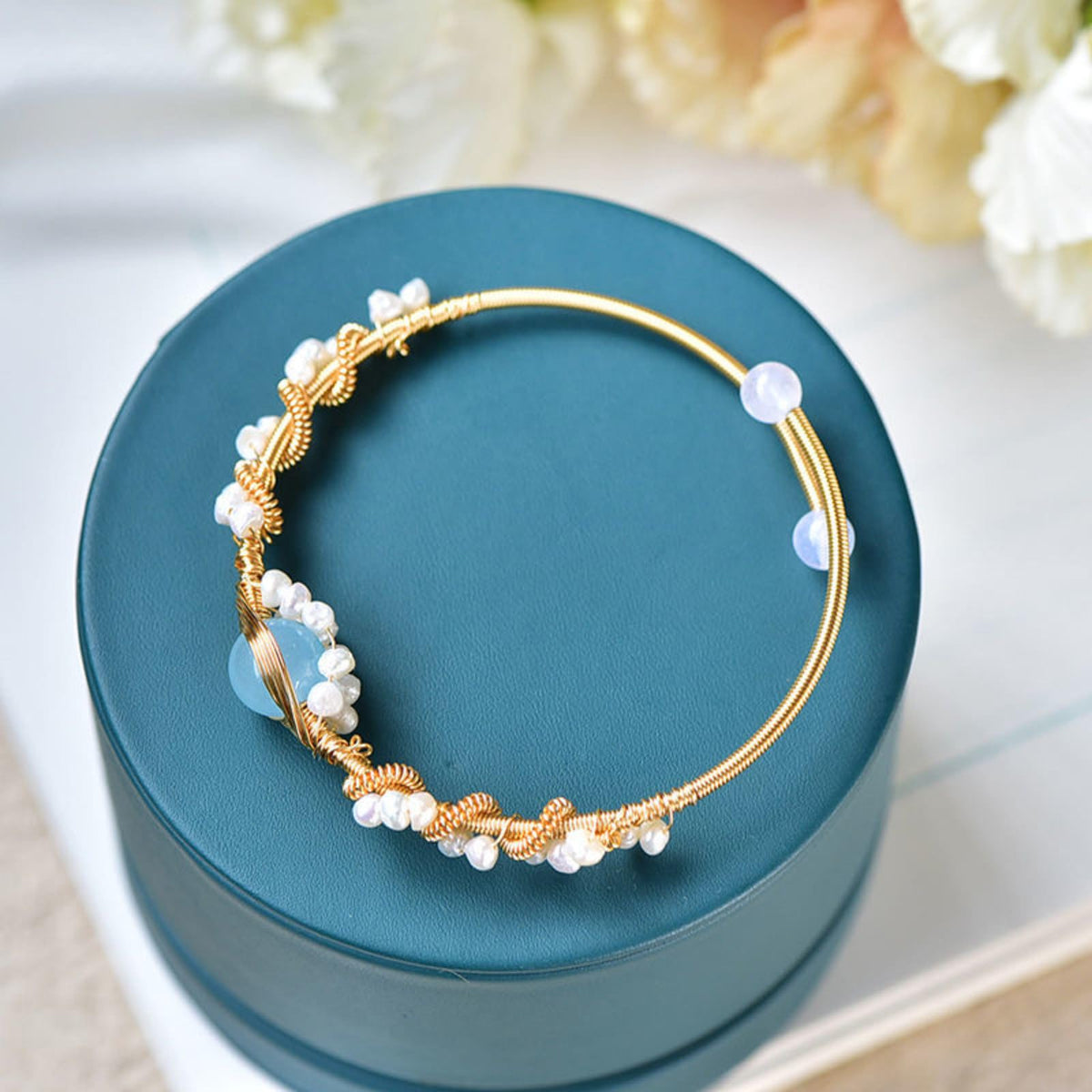 Pearl Bracelets For Women Gold Plating Pearl Bracelet Gold Wire Braided Vintage Style Bracelets Cuff Bracelets Fashion Bracelet - back view (7 of 7)