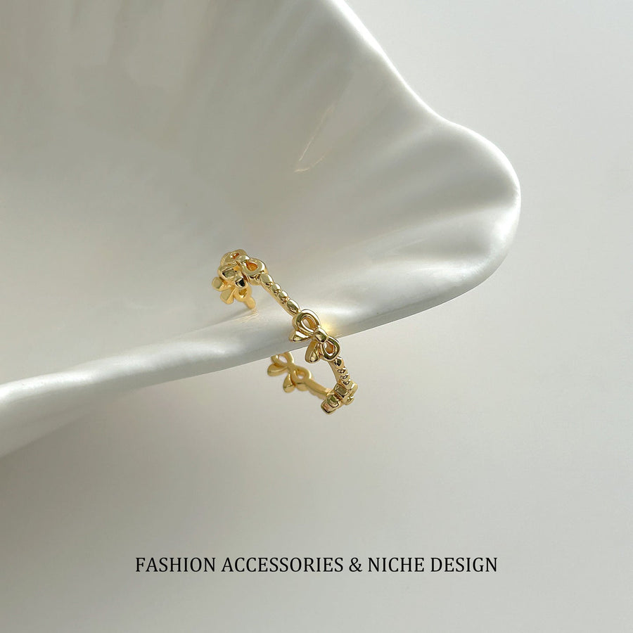 Korean Bowknot Open Ring – Minimalist Adjustable Ring