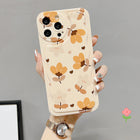 Autumn Leaves And Flowers With Bow Silk Scarf Phone Cases - worn styled shot